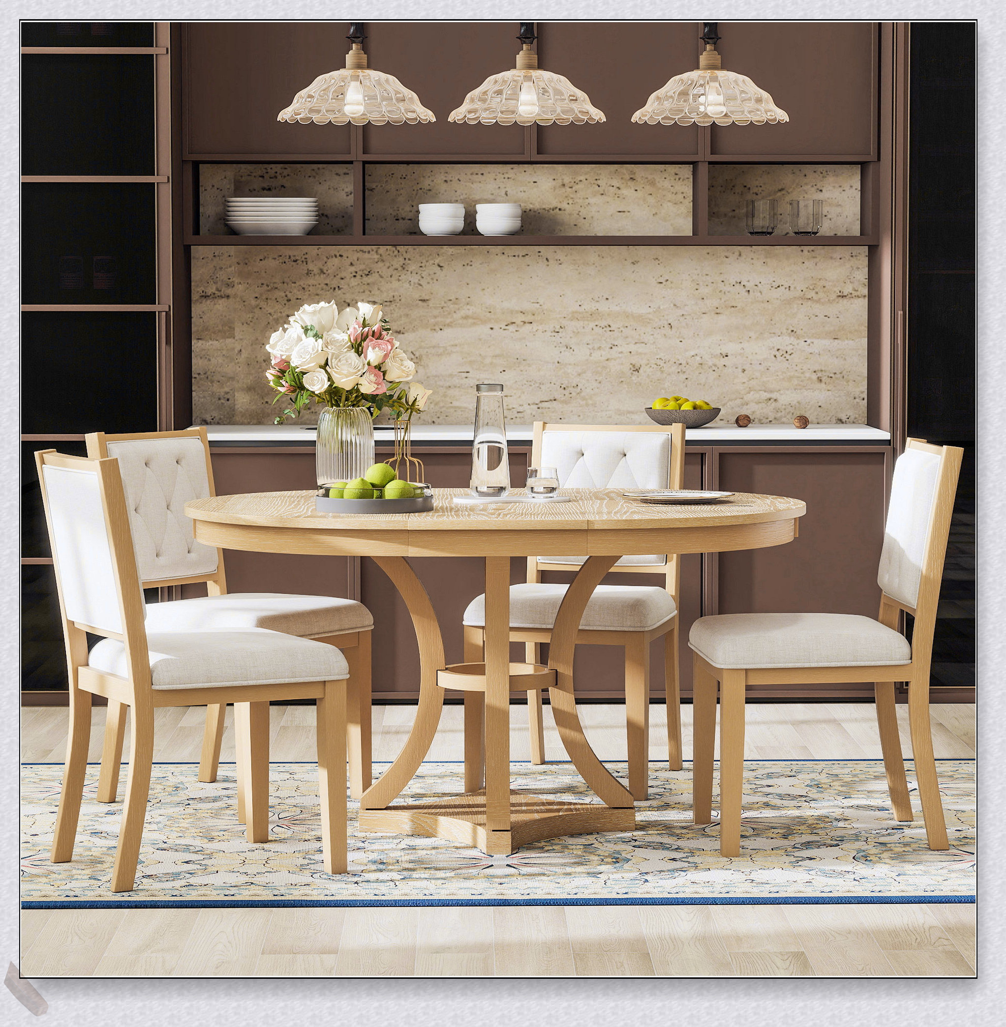 George Oliver 5-Piece Retro Functional Dining Table Set with